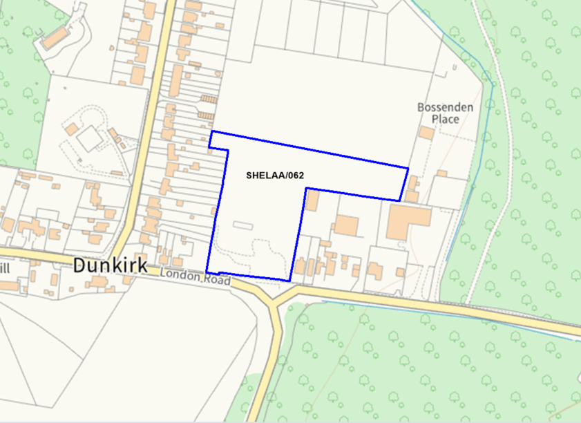 A map showing the location of SHELAA/062 outlined in blue