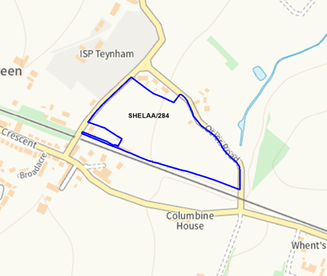 A map showing the location of SHELAA/284 outlined in blue