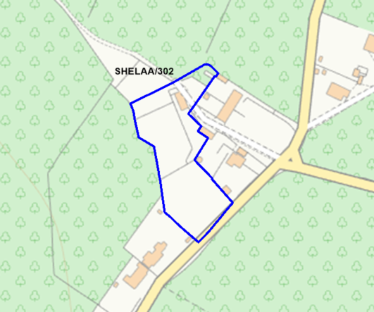A map showing the location of SHELAA/302 outlined in blue