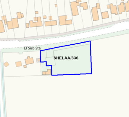 A map showing the location of SHELAA/336 outlined in blue