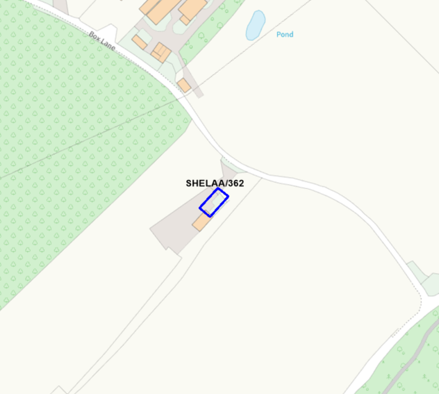 A map showing the location of SHELAA/362 outlined in blue