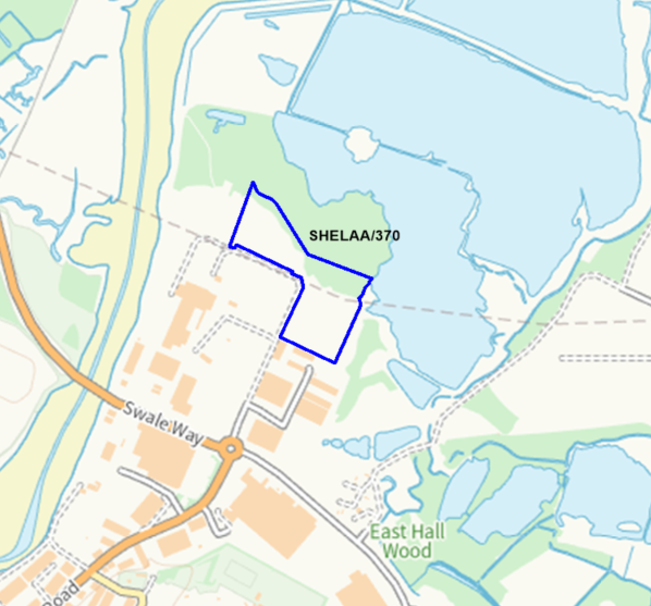 A map showing the location of SHELAA/370 outlined in blue