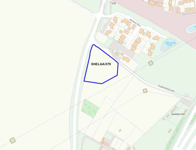 A map showing the location of SHELAA/379 outlined in blue