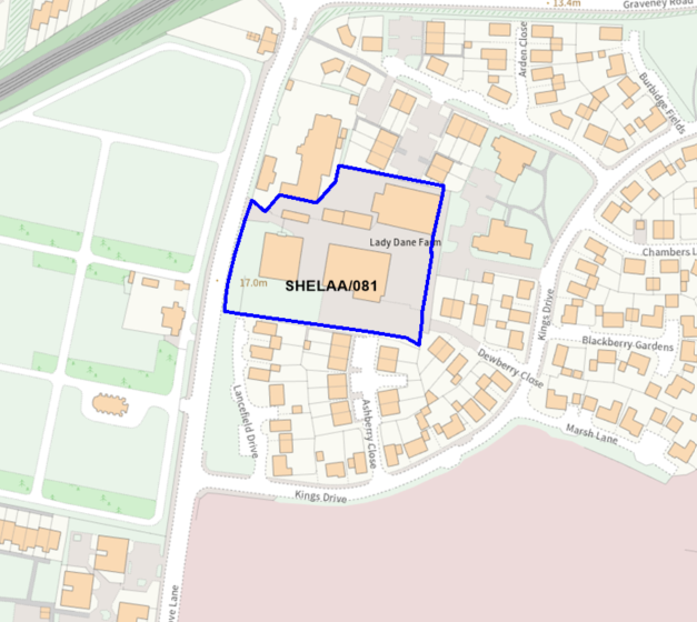 A map showing the location of SHELAA/081 outlined in blue