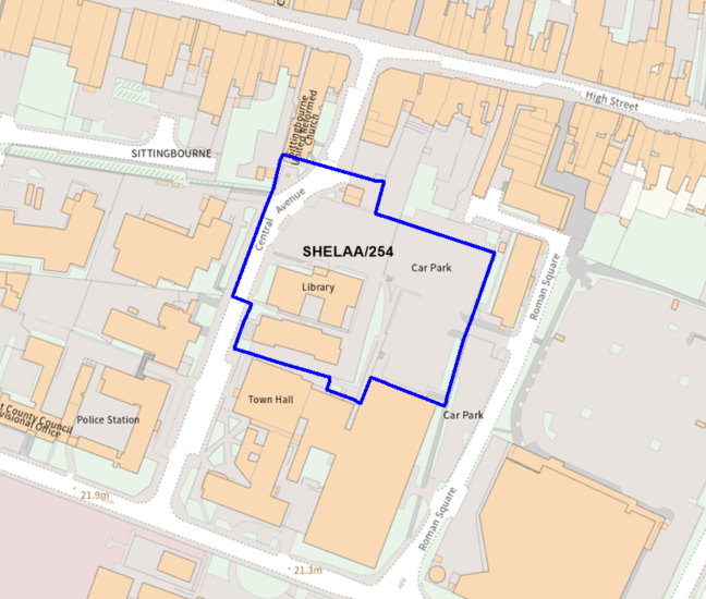 A map showing the location of SHELAA/254 outlined in blue