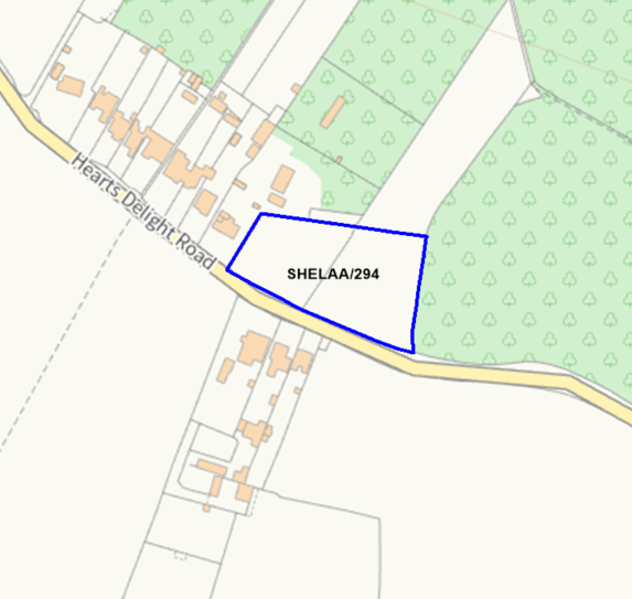 A map showing the location of SHELAA/294 outlined in blue