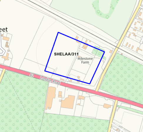 A map showing the location of SHELAA/311 outlined in blue