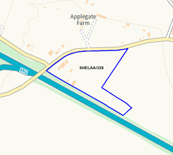 A map showing the location of SHELAA/328 outlined in blue