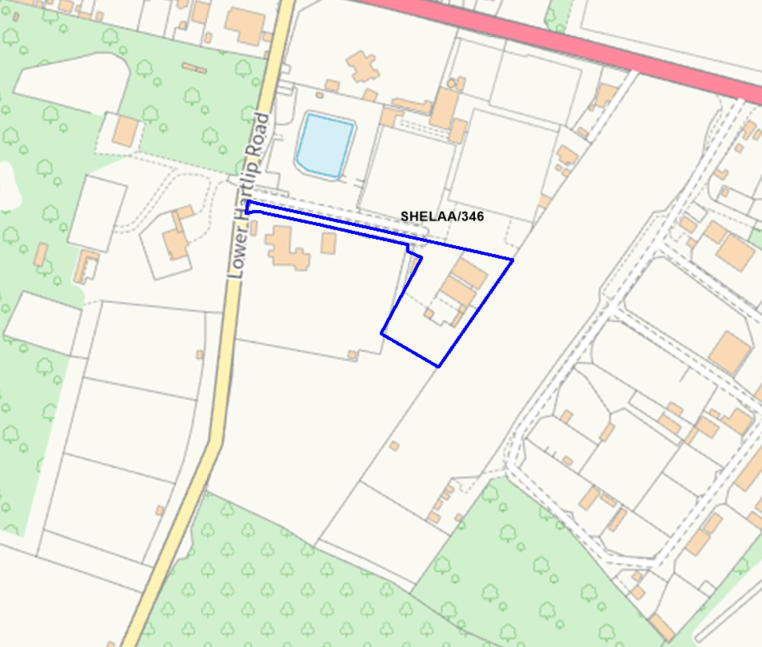 A map showing the location of SHELAA/346 outlined in blue