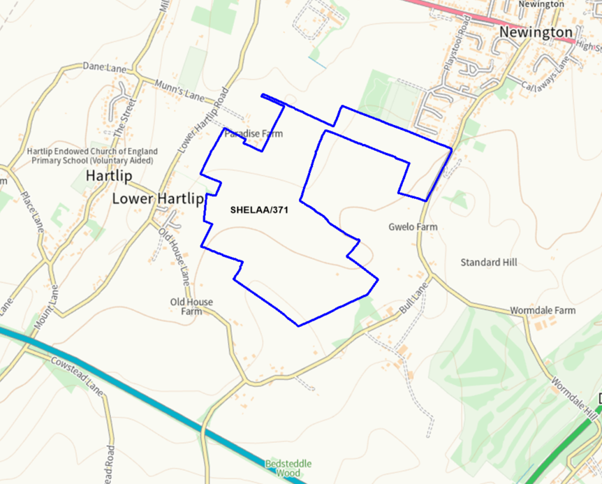 A map showing the location of SHELAA/371 outlined in blue