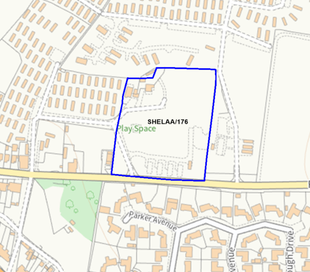 A map showing the location of SHELAA/176 outlined in blue