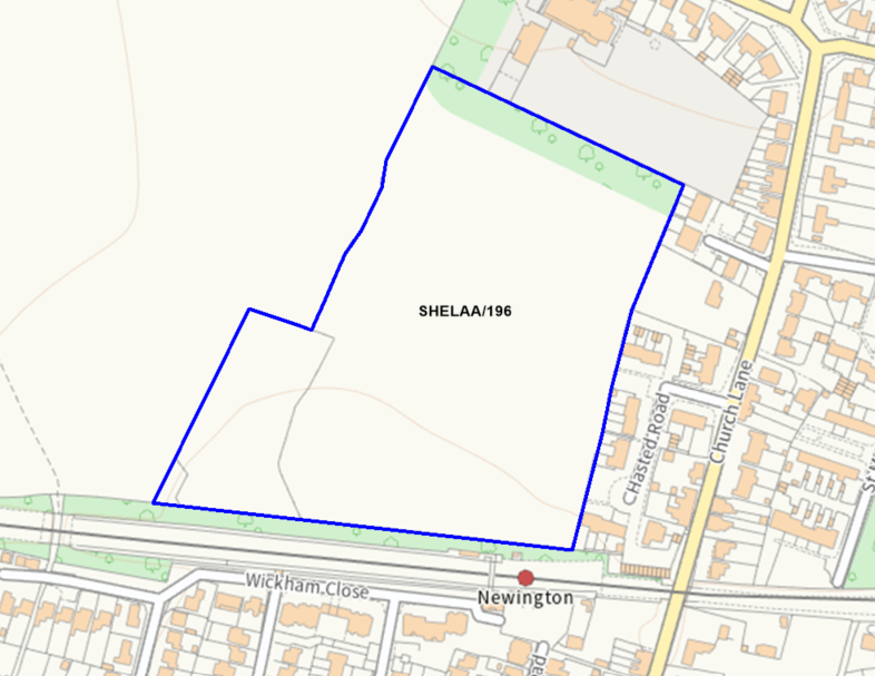A map showing the location of SHELAA/196 outlined in blue