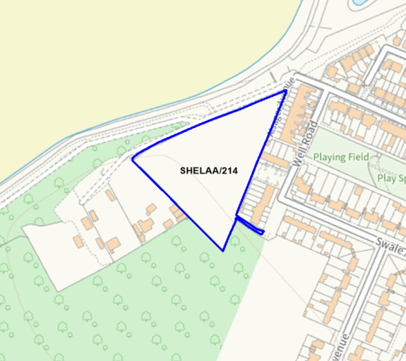 A map showing the location of SHELAA/214 outlined in blue