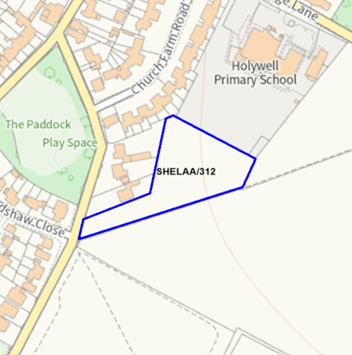 A map showing the location of SHELAA/312 outlined in blue