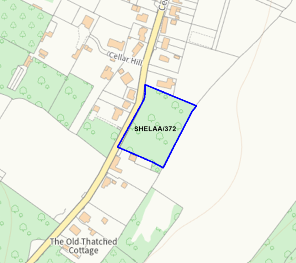 A map showing the location of SHELAA/372 outlined in blue