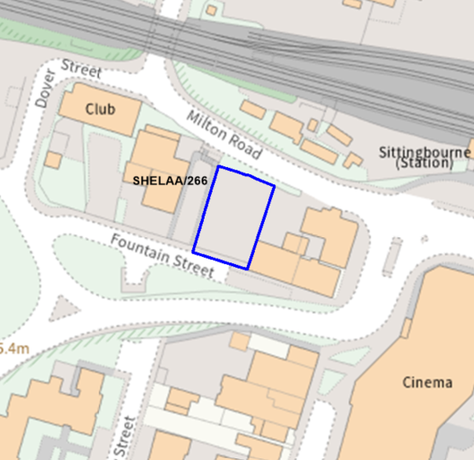 A map showing the location of SHELAA/266 outlined in blue