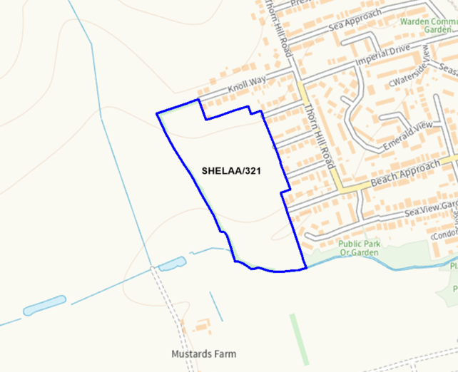 A map showing the location of SHELAA/321 outlined in blue