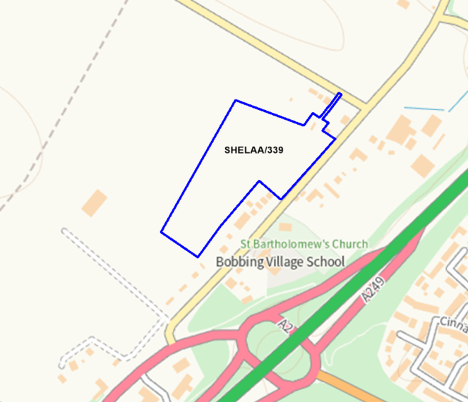 A map showing the location of SHELAA/339 outlined in blue