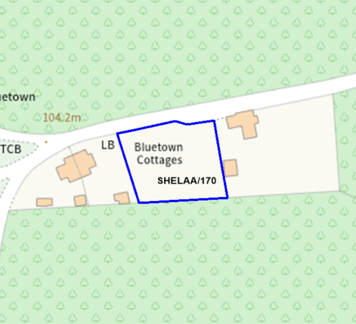 A map showing the location of SHELAA/170 outlined in blue