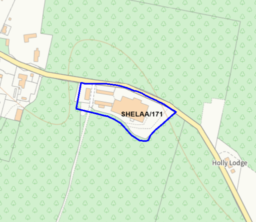 A map showing the location of SHELAA/171 outlined in blue