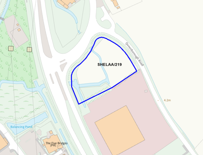 A map showing the location of SHELAA/219 outlined in blue