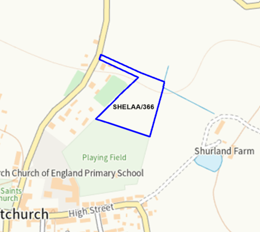 A map showing the location of SHELAA/366 outlined in blue