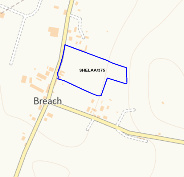 A map showing the location of SHELAA/375 outlined in blue