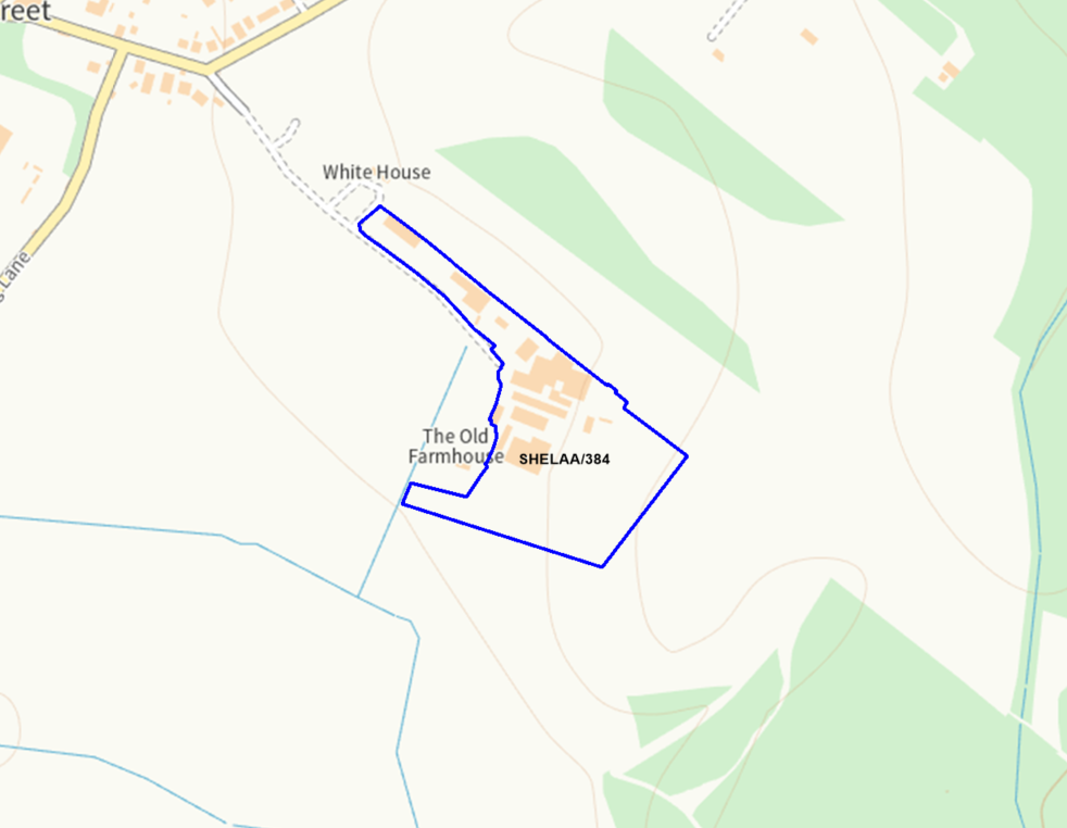 A map showing the location of SHELAA/384 outlined in blue