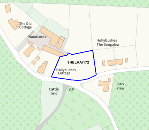 A map showing the location of SHELAA/172 outlined in blue