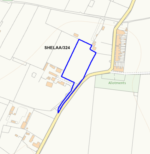A map showing the location of SHELAA/324 outlined in blue