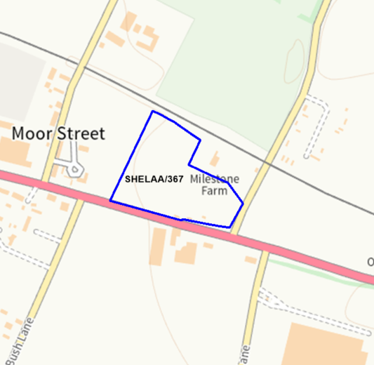 A map showing the location of SHELAA/367 outlined in blue