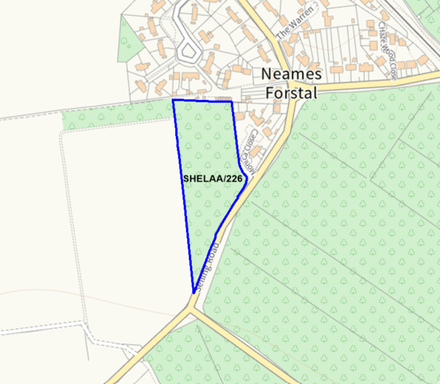 A map showing the location of SHELAA/226 outlined in blue