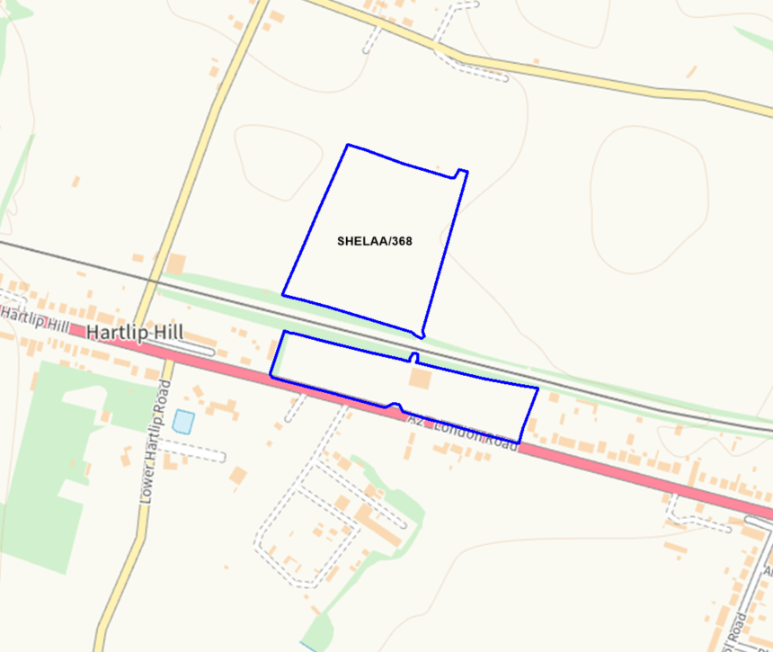 A map showing the location of SHELAA/368 outlined in blue
