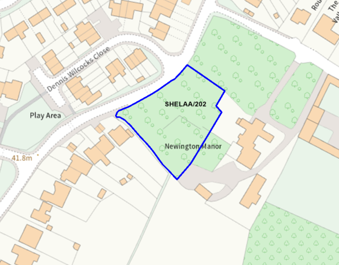 A map showing the location of SHELAA/202 outlined in blue