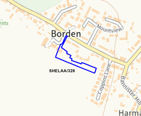A map showing the location of SHELAA/326 outlined in blue
