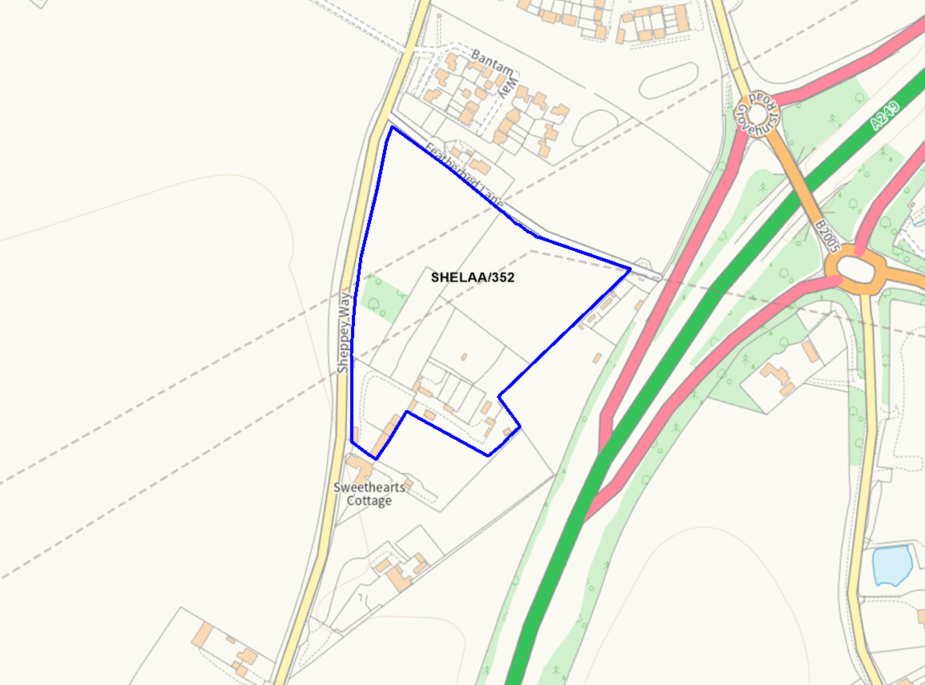 A map showing the location of SHELAA/352 outlined in blue