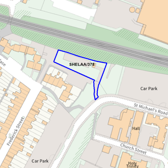 A map showing the location of SHELAA/378 outlined in blue