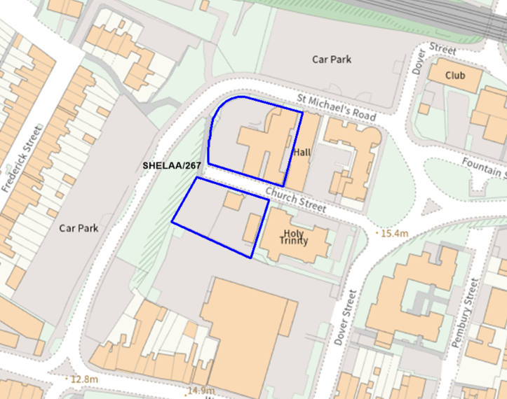 A map showing the location of SHELAA/267 outlined in blue