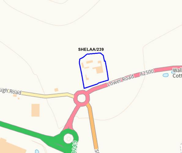 A map showing the location of SHELAA/239 outlined in blue