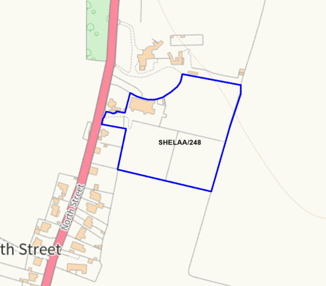 A map showing the location of SHELAA/248 outlined in blue