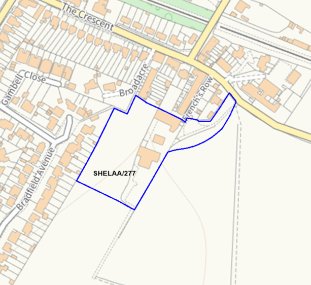 A map showing the location of SHELAA/277 outlined in blue