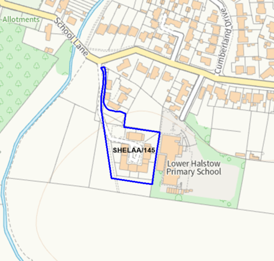 A map showing the location of SHELAA/145 outlined in blue