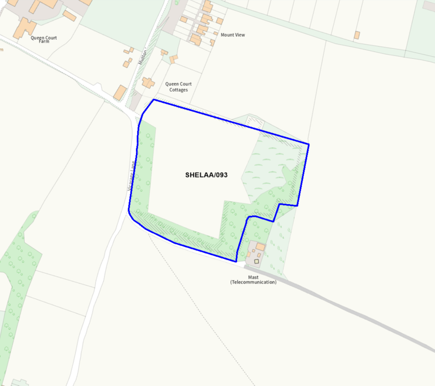 A map showing the location of SHELAA/093 outlined in blue