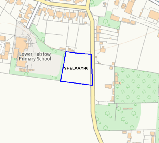 A map showing the location of SHELAA/146 outlined in blue