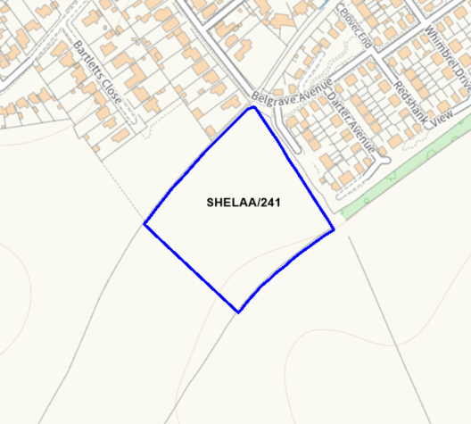 A map showing the location of SHELAA/241 outlined in blue