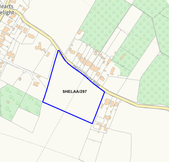 A map showing the location of SHELAA/297 outlined in blue