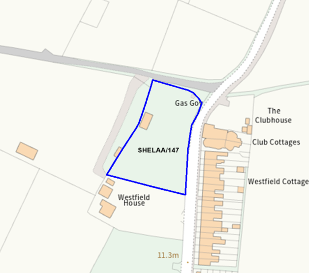 A map showing the location of SHELAA/147 outlined in blue