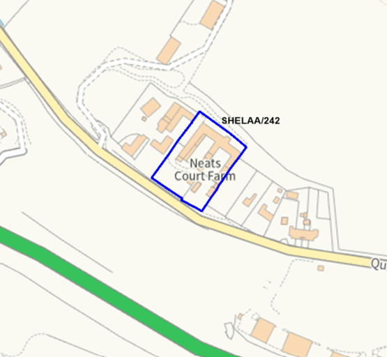 A map showing the location of SHELAA/242 outlined in blue