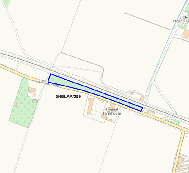A map showing the location of SHELAA/289 outlined in blue