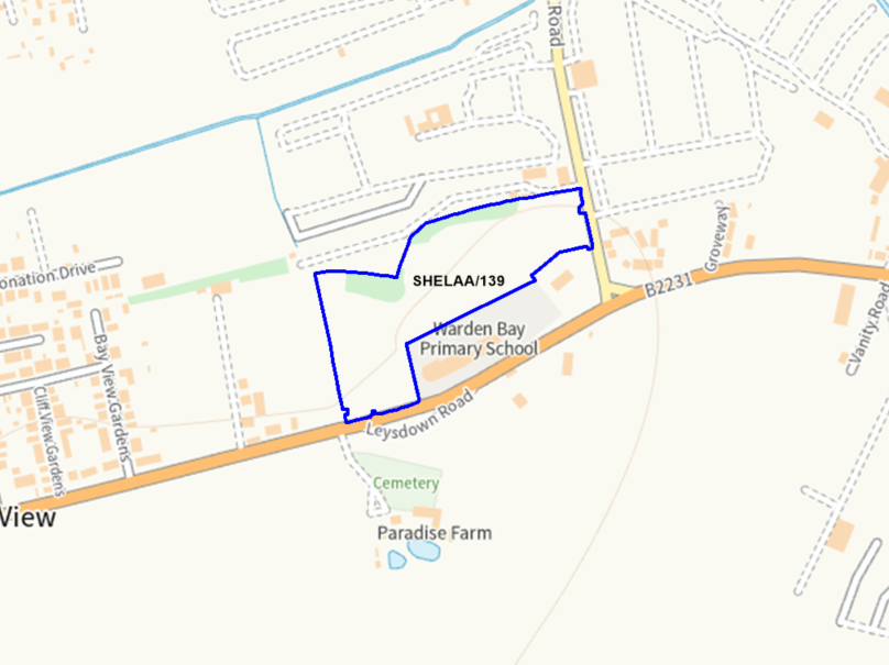 A map showing the location of SHELAA/139 outlined in blue